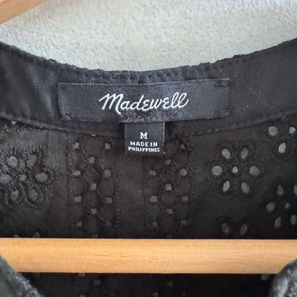 Madewell - Black Eyelet Blouse - Size M